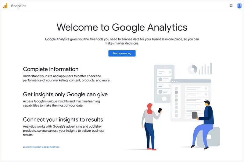 google analytics home page